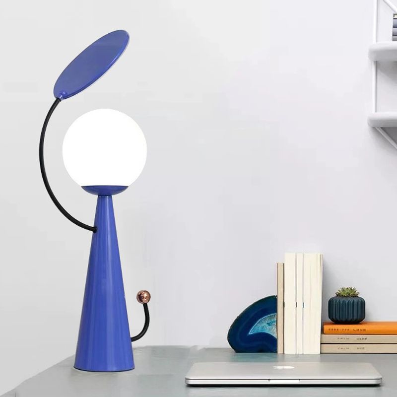 Lampada da comodino Orb Lampada da comodino moderna a LED in vetro opale blu/oro con design a specchio per camera da letto