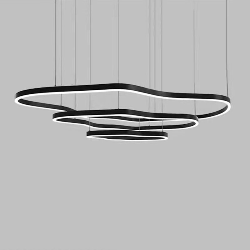 Iluminación moderna de comedor anillos múltiples accesorios de iluminación de araña