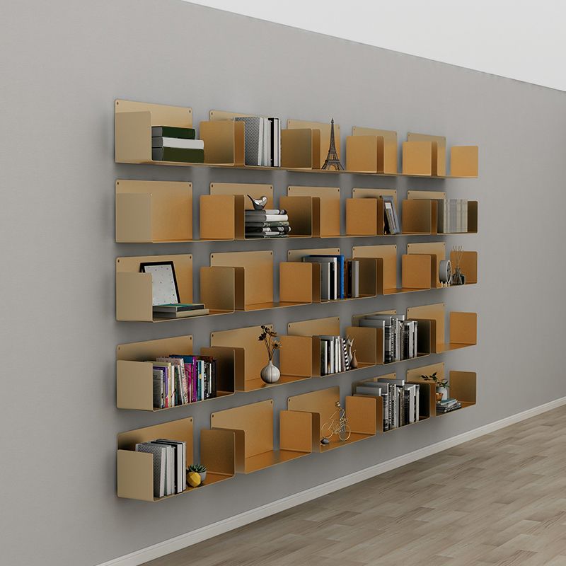 Metal Wall-mount Bookshelf Modern Closed Storage Bookcase with 1 Shelf , 8" D X 8" H