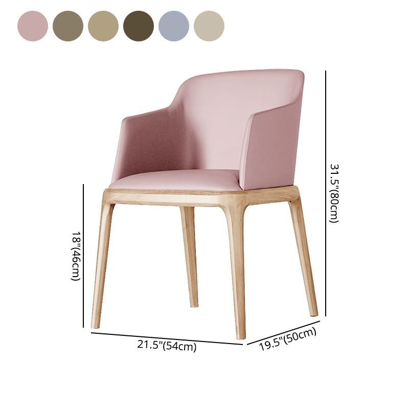 Scandinavian Leather Hotel Arm Chair Matte Finish Solid Back Dining Chair (Set of 2)
