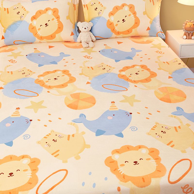 Sheet Sets Flannel Cartoon Printed Breathable Super Soft Wrinkle Resistant Bed Sheet Set