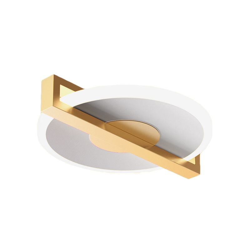 Small Disk Thin Flush Light Fixture Retro Style Metal Black/White and Gold LED Close to Ceiling Lamp