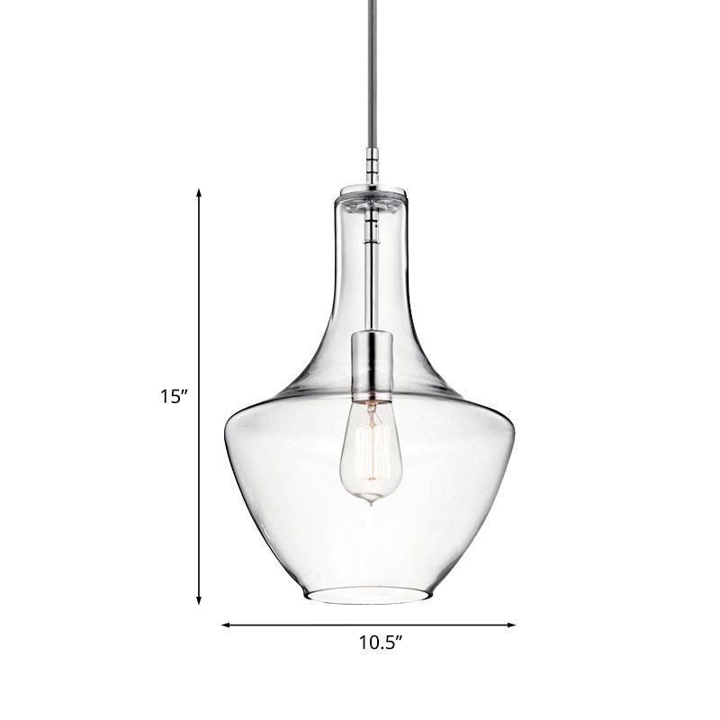 Klare Glasurnenform hängende Deckenleuchte Minimalismus 1-Licht-Anhängerlampe in Chrom