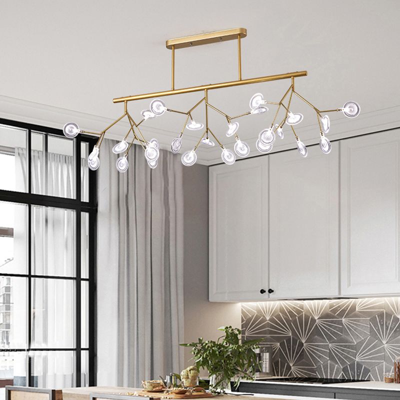 27-Lights Sputnik Shape Island Light Acrylic Chandelier Lamp for Dining Room