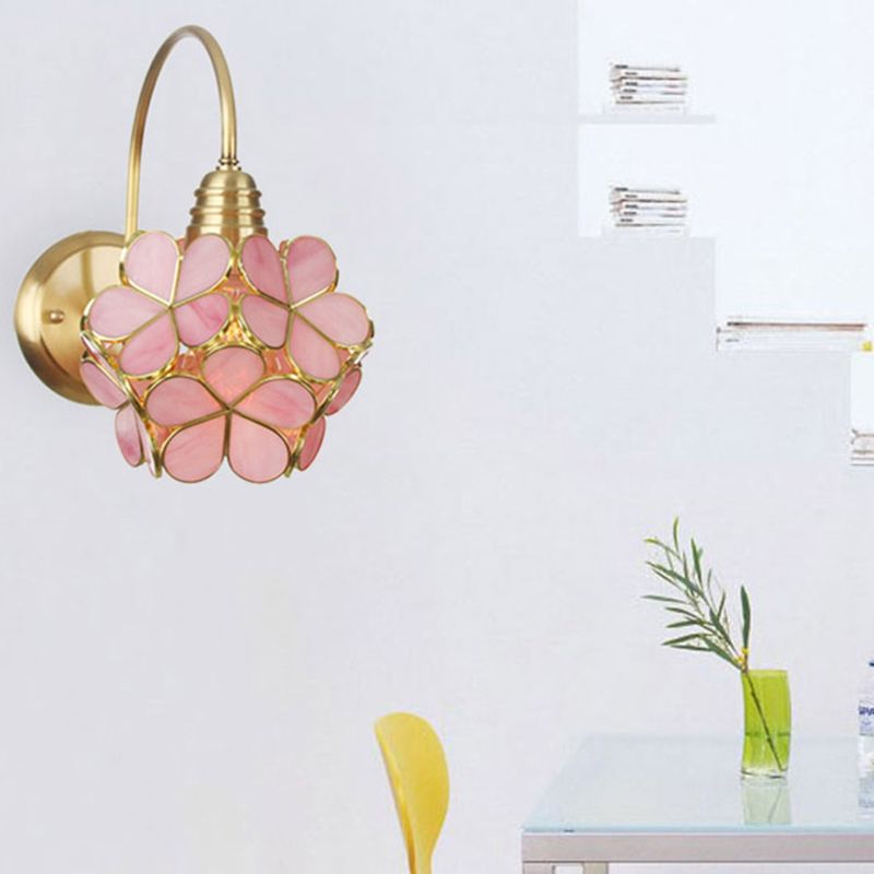 Bloemachtige wandverlichting Minimalistisch metaal 1 Lichte woonkamer SCONCE LIMMUTER MET WIT/ROZE/BLAUWE GLASS TADHE