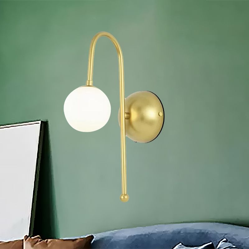 1 Lampenkugel Wandmontage Leuchte moderne goldene Opalglasbeleuchtung für Wohnzimmer