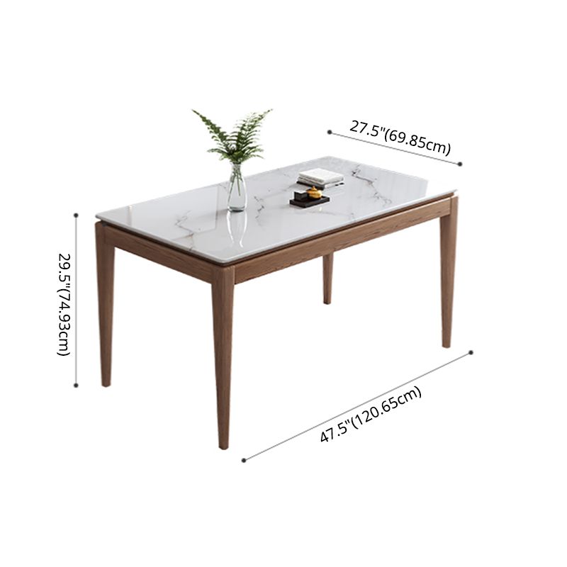 Modern Sintered Stone Standard Dining Set Rectangle Table White Dining Set With 4 Legs Base