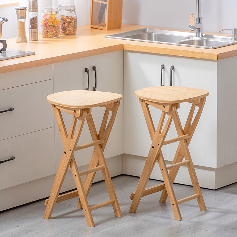 Nordic Style Armless Wood Barstools Folding Counter Stools for Living Room