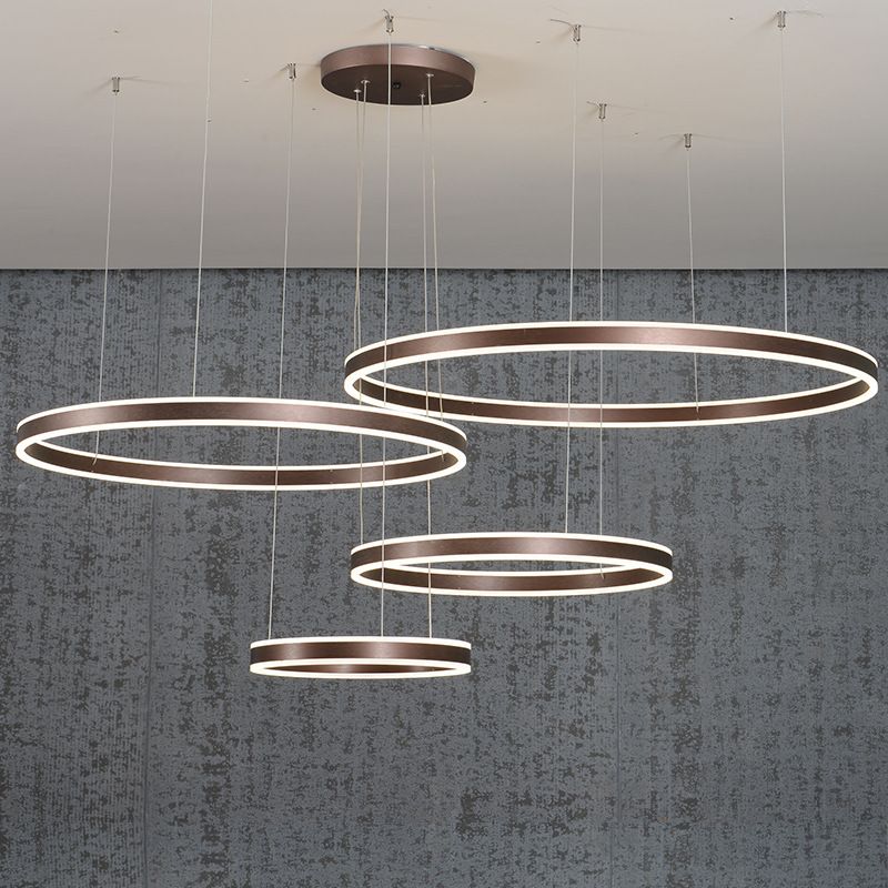 Coffee Rings Suspension Pendant Light Modern Style LED Metal Chandelier Pendant Light