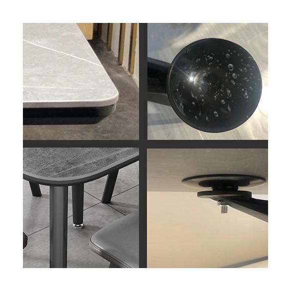Mesa de comedor de estilo moderno Mesa de comedor de piedra sinterizada con marco negro