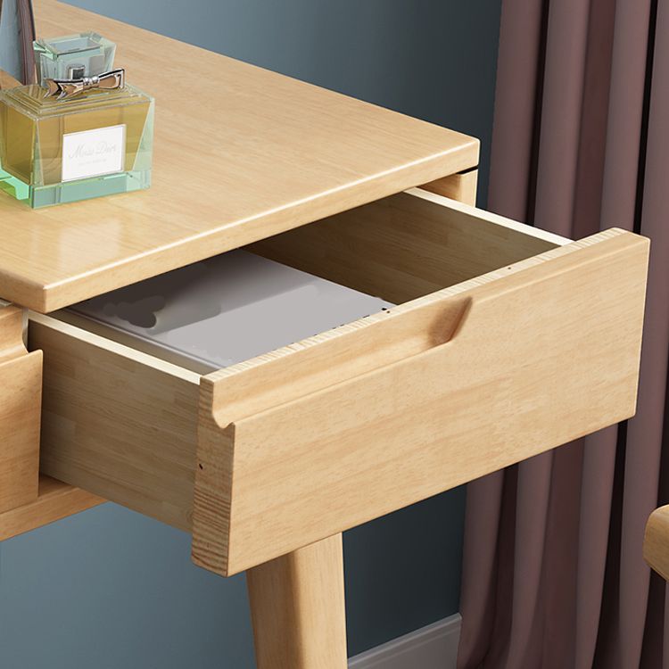 Scandinavian Solid Wood Vanity Makeup Table Set 1 Drawer Flip-Top Dressing Table