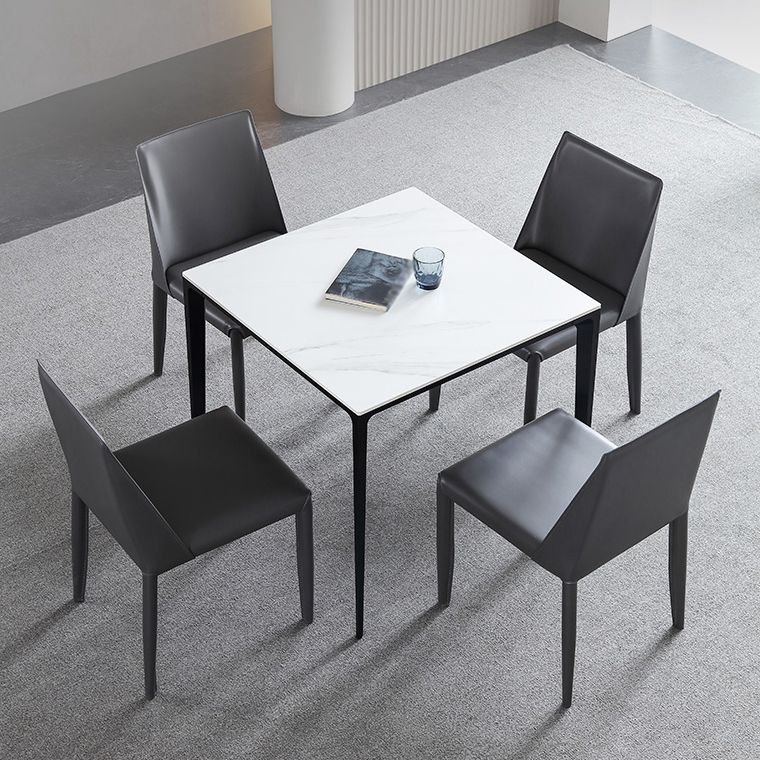 Square Shape Sintered Stone Dining Table Industrial 4 Legs Table for Dining Room