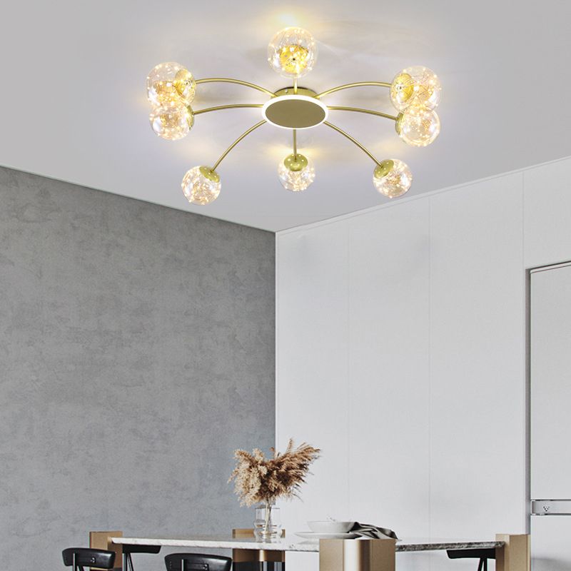 Bola de vidrio Flush Luz de techo de estilo moderno Montaje Montaje de montaje en oro en oro