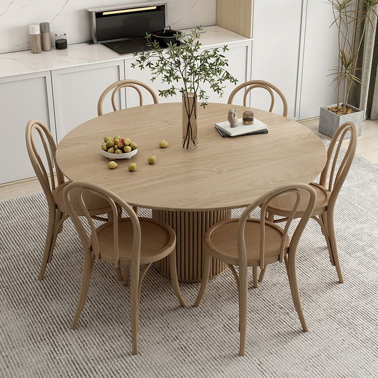 Round Dining Table Set 1/2/4/7 Pcs Solid Wood Dining Table and Chairs