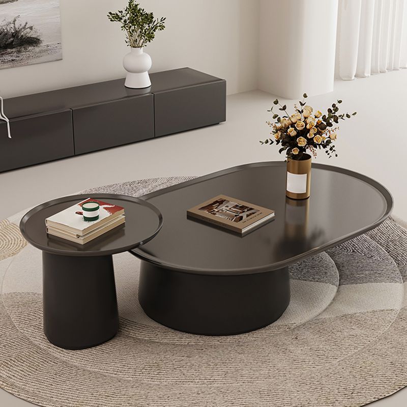 Elliptical Pedestal Coffee Table Set Modern 47.2" W Cocktail Table