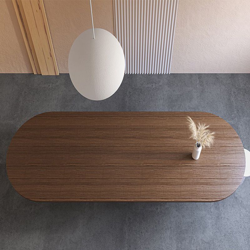 Modern Pine Wood Kitchen Table for Restaurant Oval Dining Table with Double Pedestal