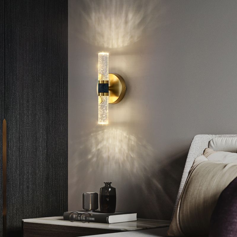 Lampada da monte a parete in cristallo trasparente Aiughture Modern Style 2 Lights Sconce Lighting