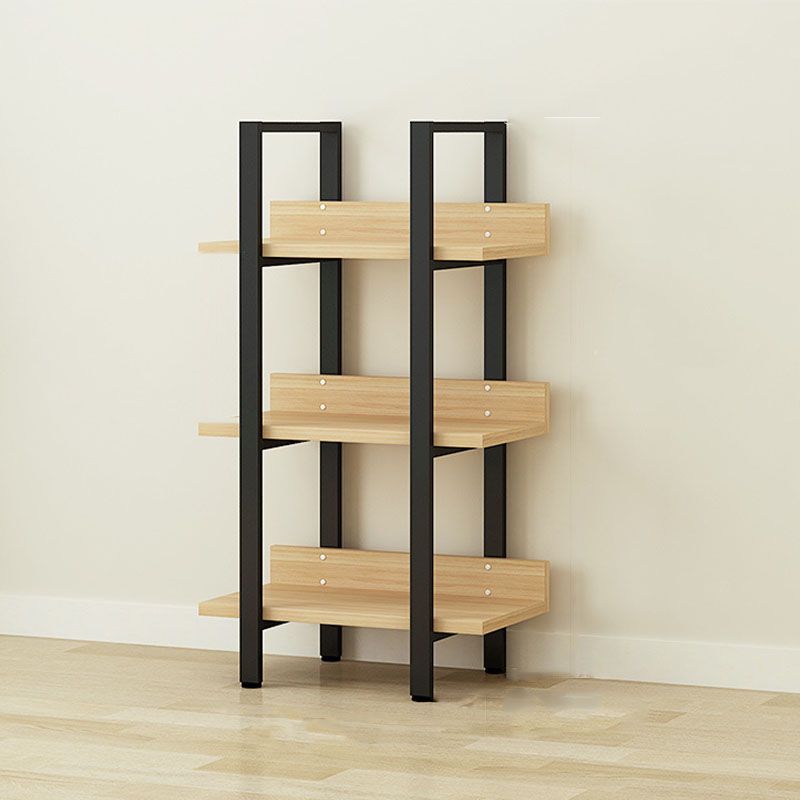 Contemporary Metal and Wooden Bookshelf Open Shelf Bookcase with Shelves