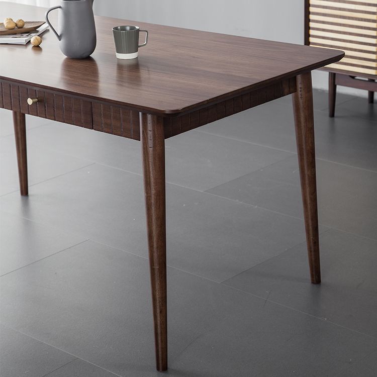 Hickory Rectangle Wood Table Storage Dining Table with 4 Legs for Restaurant