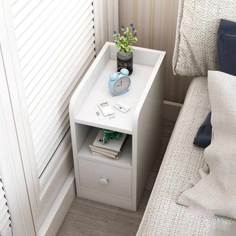 Wood Nightstand with Drawer Storage 20-inch Tall Modern Night Table