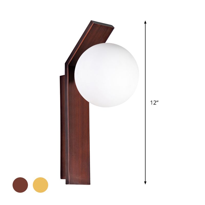 1 Glühbirnen Esszimmer Wandlampe moderne Bronze/Kupferleuchte Leuchte mit Ballmilchglas Schatten