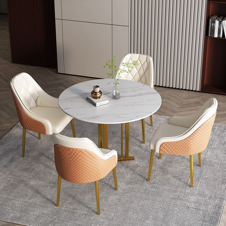 Scandinavian Design Leather Dining Chairs Solid Back Arm Side Chair for Kitchen