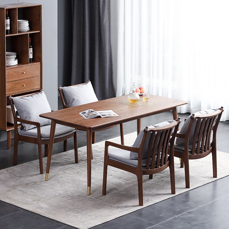 Mesa de comedor rectangular tradicional de madera sólida Mesa de comedor de madera con 4 patas
