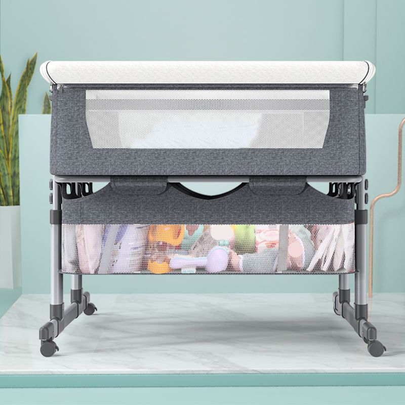 Modern Crib Cradle Silver Metal Base Crib Cradle with Playpen