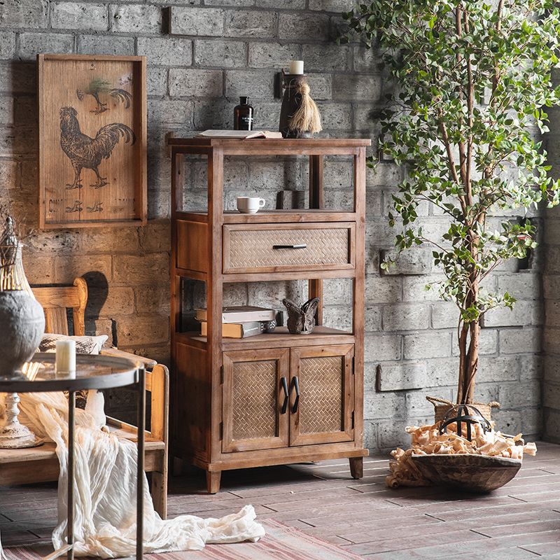 Industrial Wood Drawers Included Cabinet Distressed Brown Accent Cabinet
