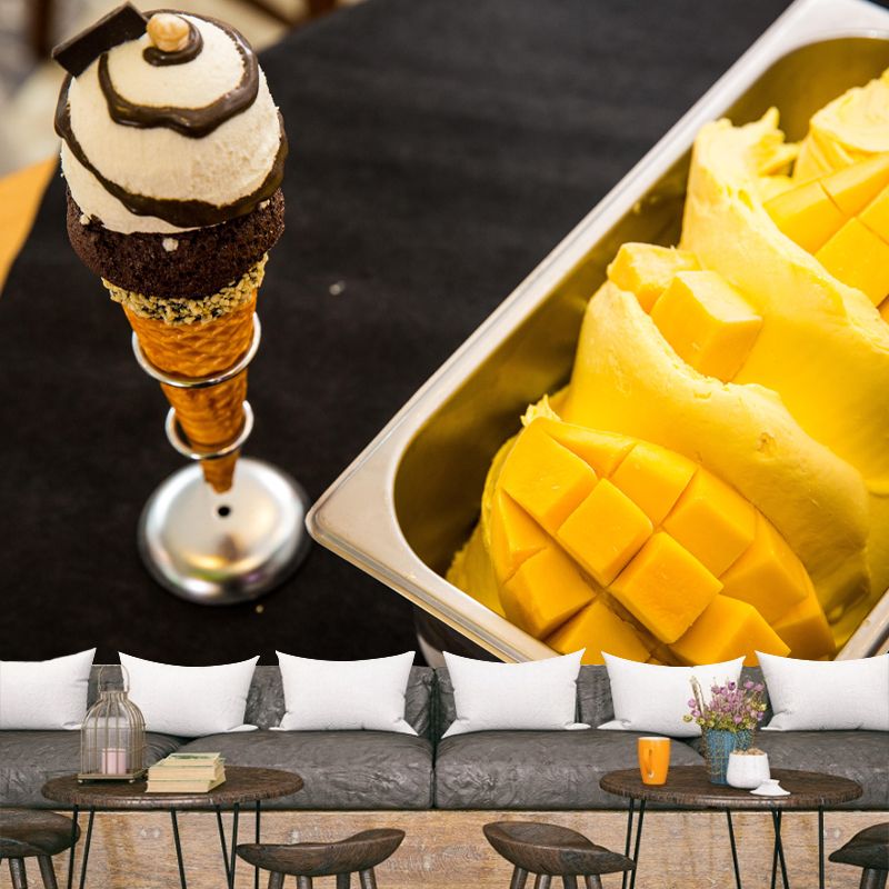 Contemporary Dessert Shop Wall Mural Decor with Ice Cream Painting Eco-friendly for Decoration