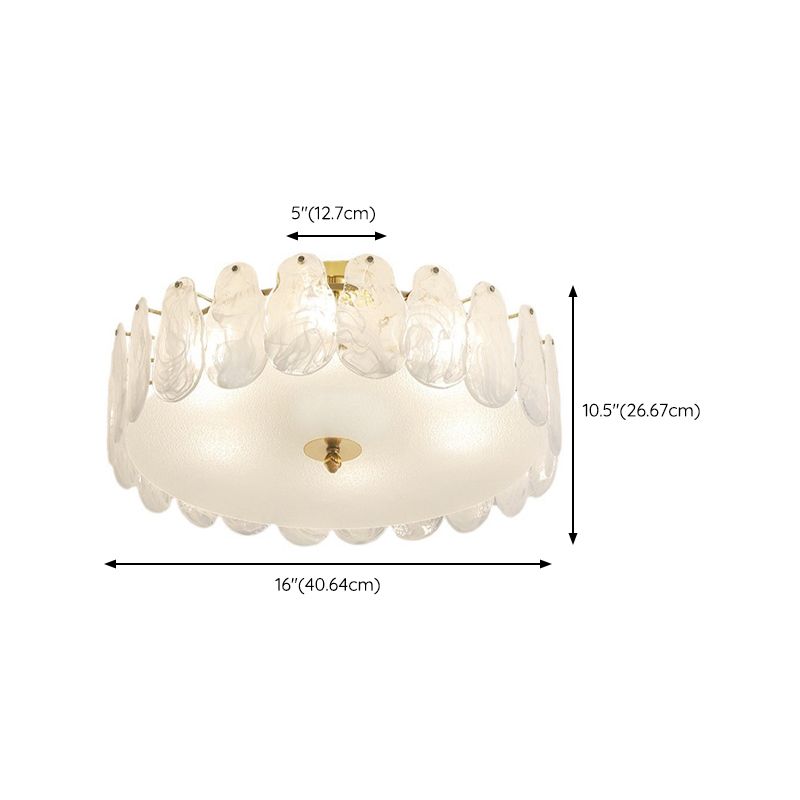 Contemporary Ceiling Lamp Glass Shade Flush Mount Lighting Fixture for Bedroom