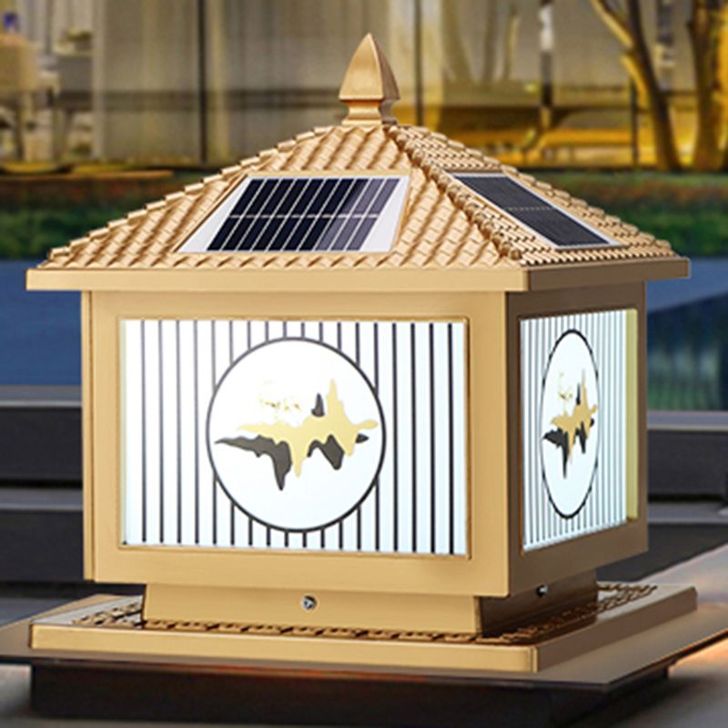 Modern Metallic Pillar Light Creative LED Solar Lighting Fixture for Garden