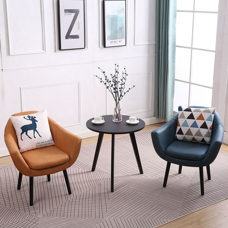 27.56" Wide Faux Leather Pillow Back Flared Arms Arm Sponge 4 Legs Chair