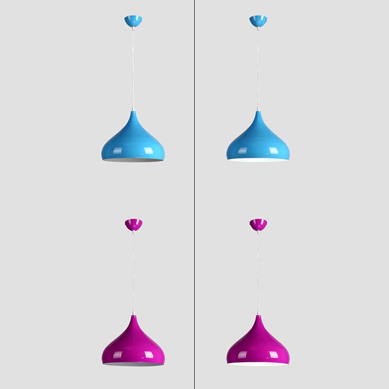 Metal Hanging Light Nordic Style Macron Color Pendant Light Conical Shape Hanging Light for Kitchen