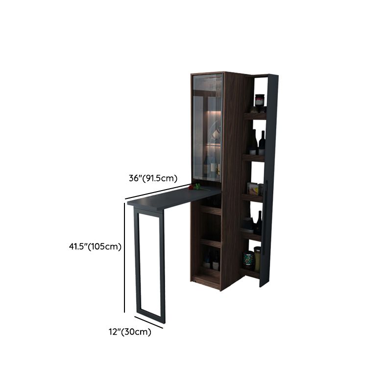 Black Manufactured Wood Bar Table with Glass Storage Modern Pub Table for Dining Room