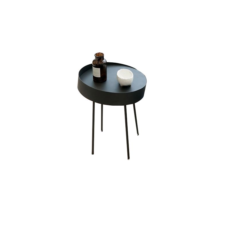 Round with Metal Accents Coffee Table Modern 4 Legs Cocktail Table