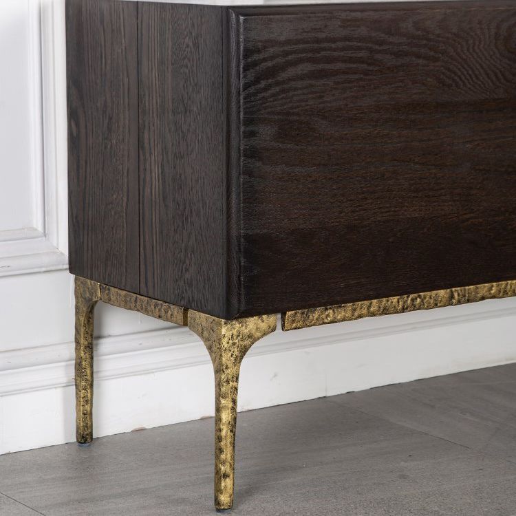 15.75"W TV Stand Industrial Style Solid Wood Brown TV Console with Drawer