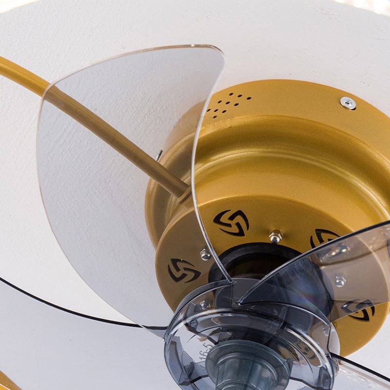 Modern Circular LED Fan Lamp Acrylic Bedroom Semi Flush Mount Ceiling Fan with Light
