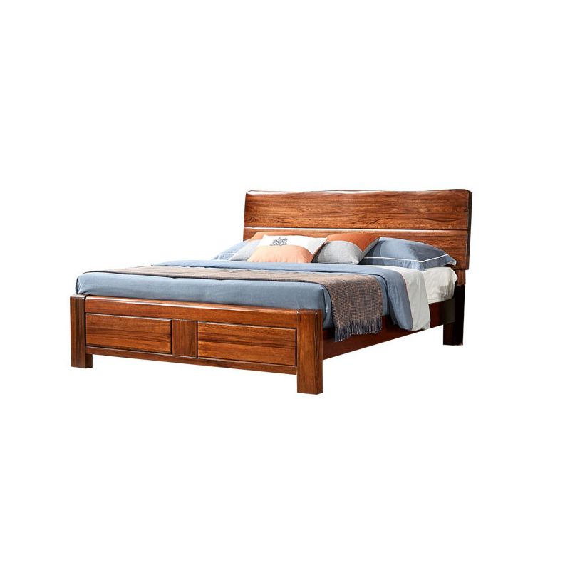 Traditional Solid Wood Standard Bed Solid Color Bed with Headboard