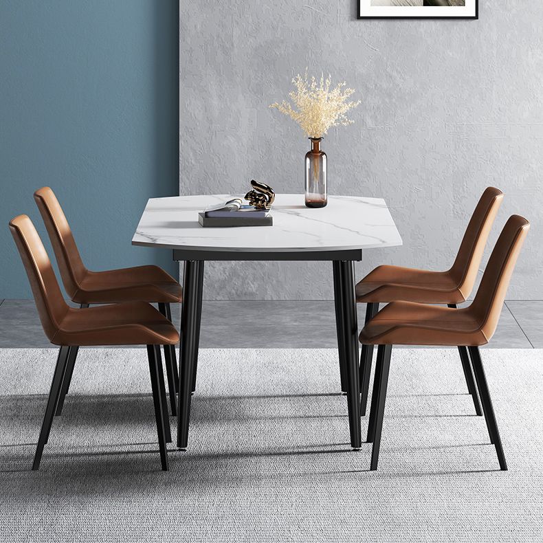 Modern Dining Table Set 1/4/5/6 Pieces with Metal Base Kitchen Furniture Set