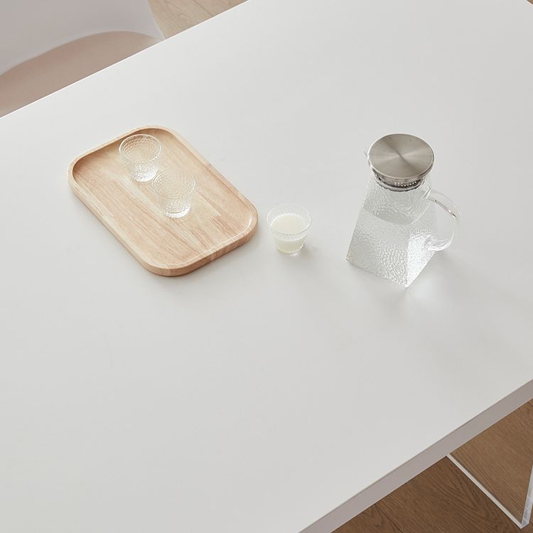 Modern White Dinner Room Kitchen Table Acrylic Double Pedestal Fixed Table