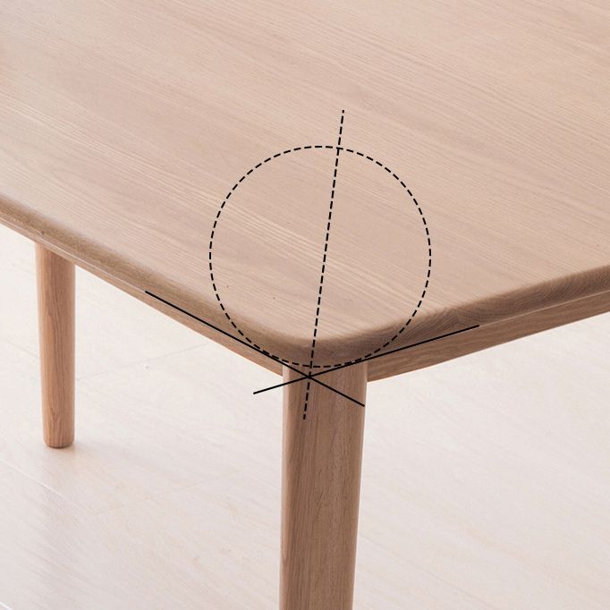 Table rectangulaire en bois de chêne, Table de salle à manger moderne avec 4 pieds pour Restaurant