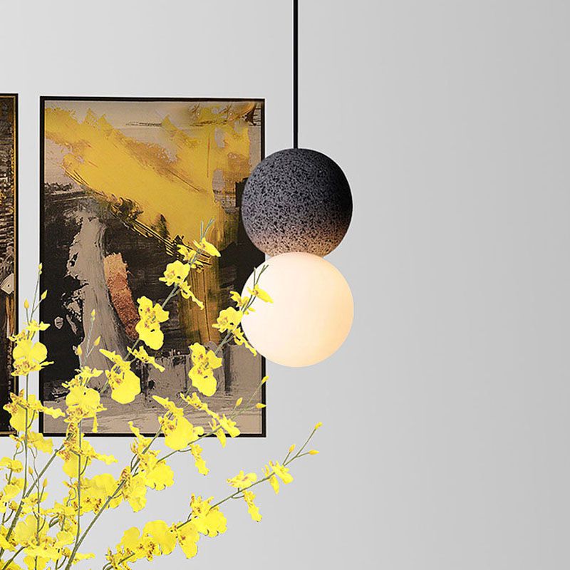 Forma sferica 1 lampada a sospensione leggera moderna lampada sospesa in cemento per soggiorno