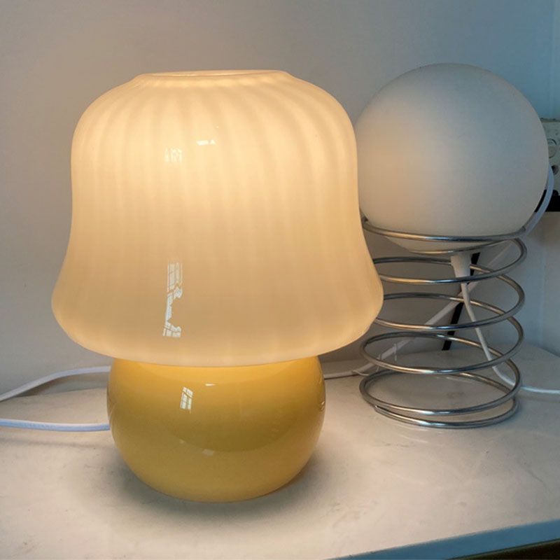 Lampade da tavolo in vetro a forma di tamburo Lampade da comodino in vetro stile moderno a 1 luce