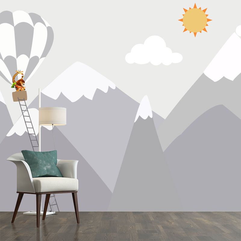Hot Air Balloon Trip Murals Cartoon Moisture Resistant Kids Room Wall Art, Customized Size