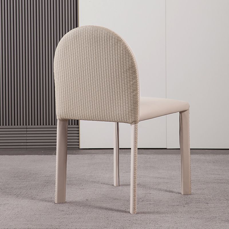 Minimalist Style Solid Back Armless Dining Chairs Leather Dining Chairs for Home