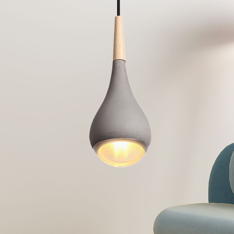Pear Pendant Lighting Nordic Cement 1 Light Grey/Red/Green Hanging Ceiling Light