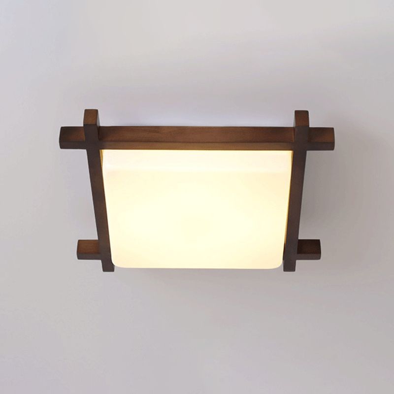 1 Light Square Ceiling Lamp Modern Style Wood Ceiling Lighting for Living Room