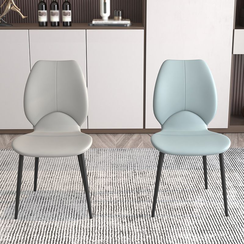 Chaises de salle à manger en métal de style contemporain, chaises sans bras latérales à oreilles pour cuisine