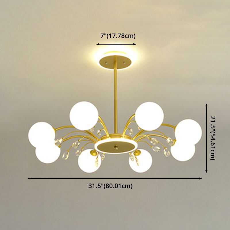 Contemporary Modo Chandelier Lighting Opal Frosted Glass Sitting Room Ceiling Hang Light